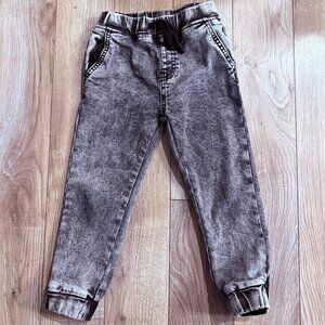 Acid Wash Denim Jogger Pants